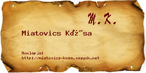 Miatovics Kósa névjegykártya